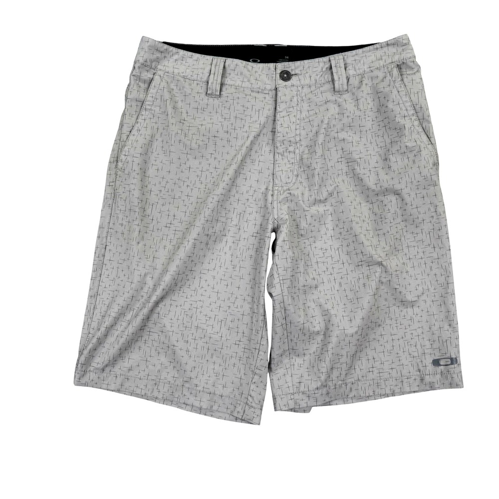 Oakley Hybrid Golf Shorts Mens 34 Grey Crosshatch Logo Performance Outdoor Skate